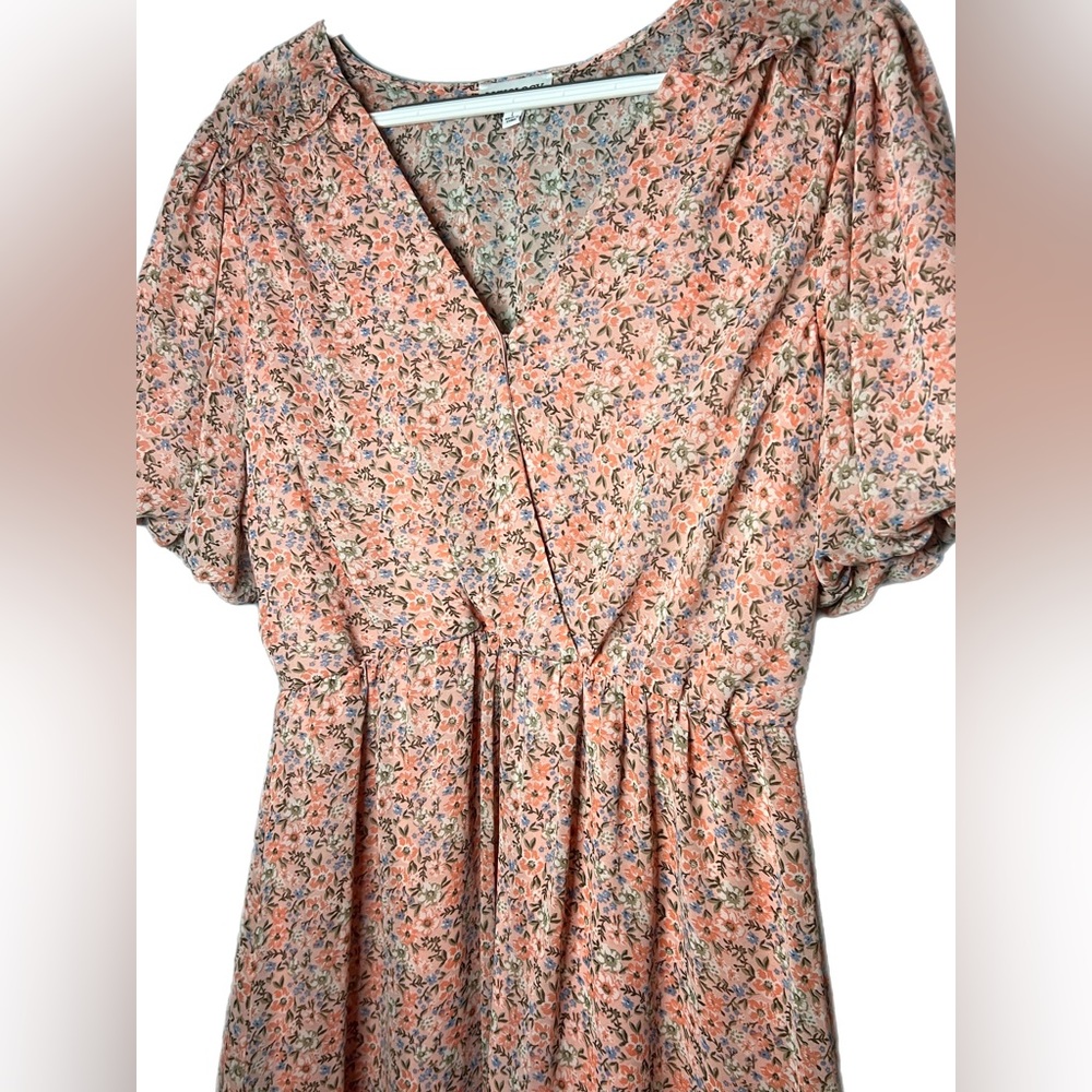 LUXOLOGY Cottagecore Prairie Ruffle Sleeve V Neck Coastal Grandma Mini Dress L